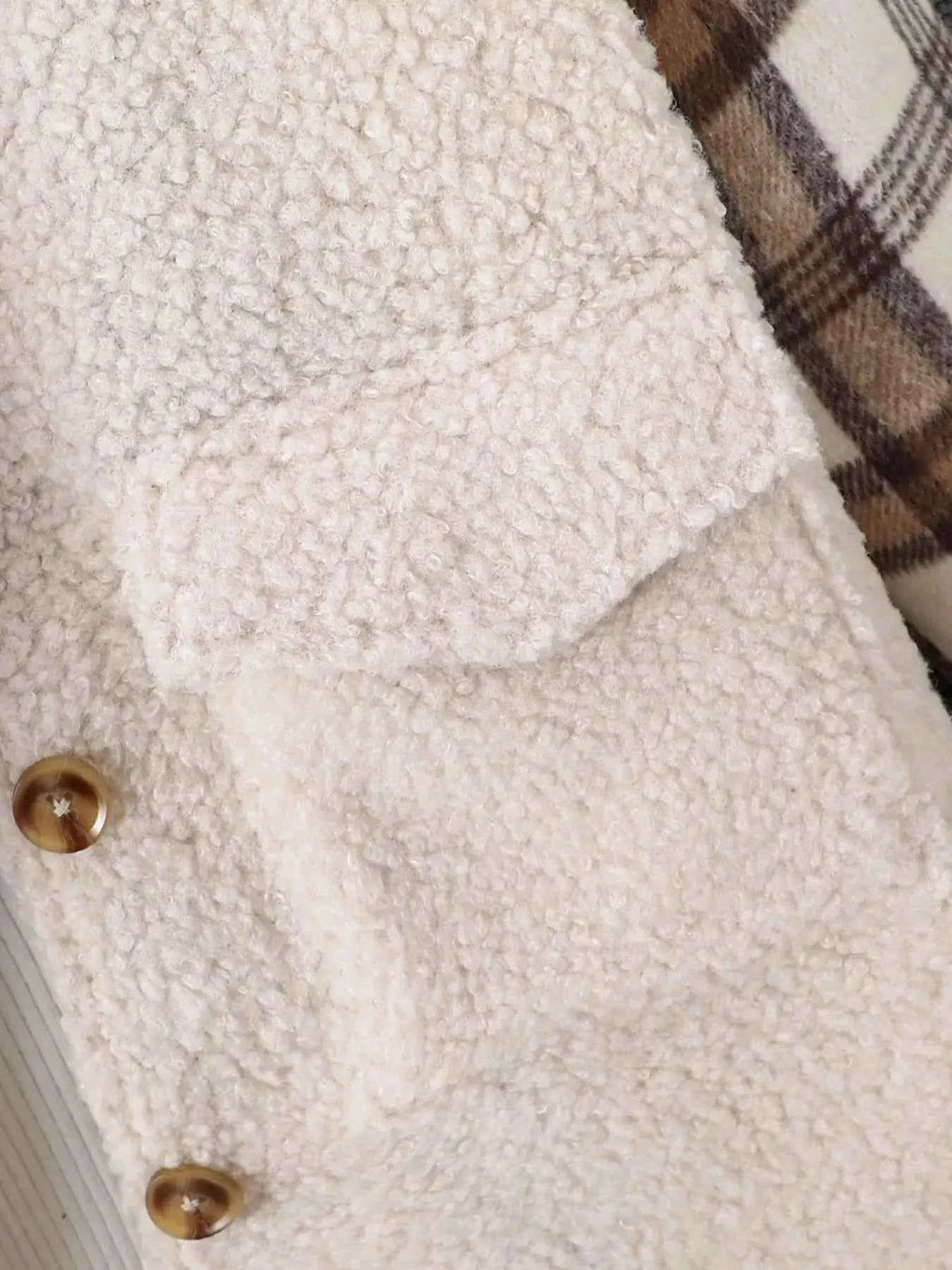 Children's Cozy Plaid Sleeve Fleece Jacket