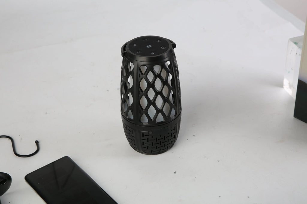 1Pc 4 In 1 Wireless 5.3 Outdoor Speaker IPX5 Waterproof Patio Speaker LED Flame Speaker With 3 Flame Light Modes Hook Stake Wall Mount Holder Sync Up To 1,00 Speakers triple D lifestyle & beauty 2