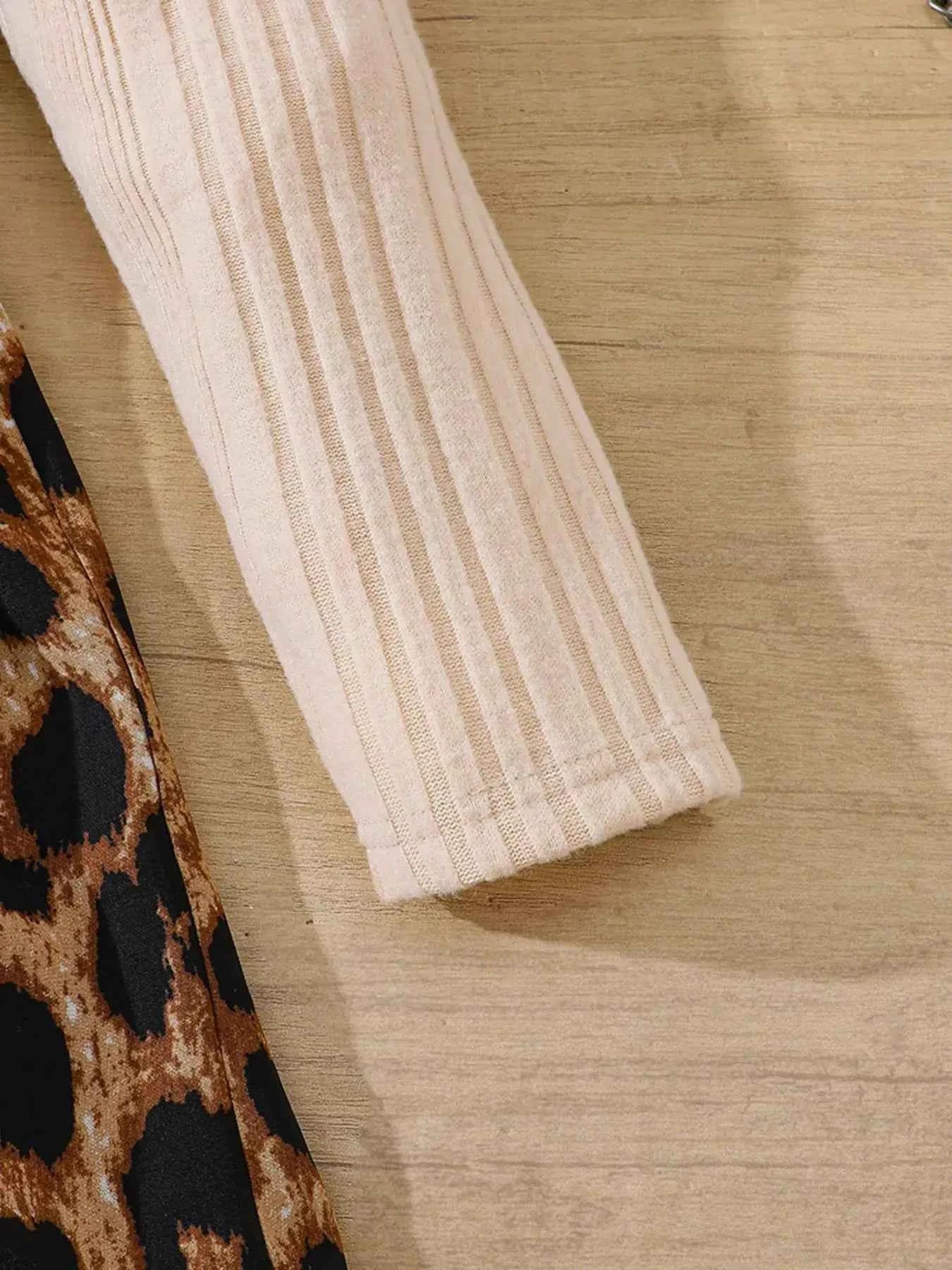 Children's Leopard Print Ruffle Collar Long Sleeve Dress