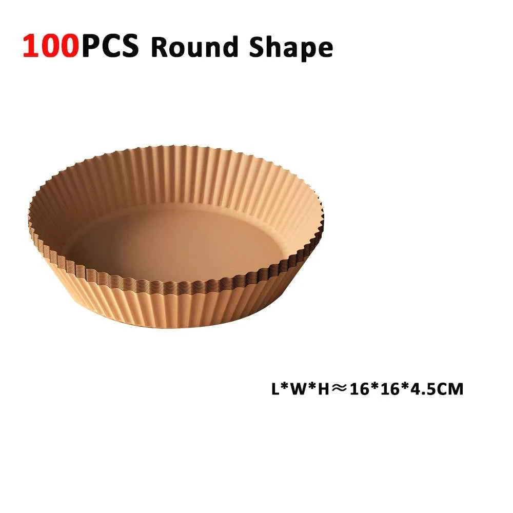 Air Fryer Paper Disposable Airfrying Baking Paper Round Square Air Fryer Liners Non-Stick Air Fryer Disposable Paper 50/100pcs