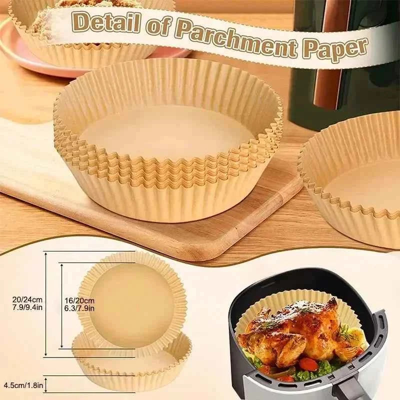 50/100PCS Air Fryer Disposable Paper Square Round Baking Paper Barbecue Plate NonStick Mat Kitchen Oven Oil Absorbing Paper Tool