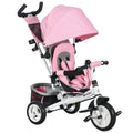 6 In 1 Kids Trike With Parent Handle, Canopy, 5-point Safety Belt, Storage, Footrest, Brake, For 1-5 Years, Pink - Triple D lifestyle & beauty 2