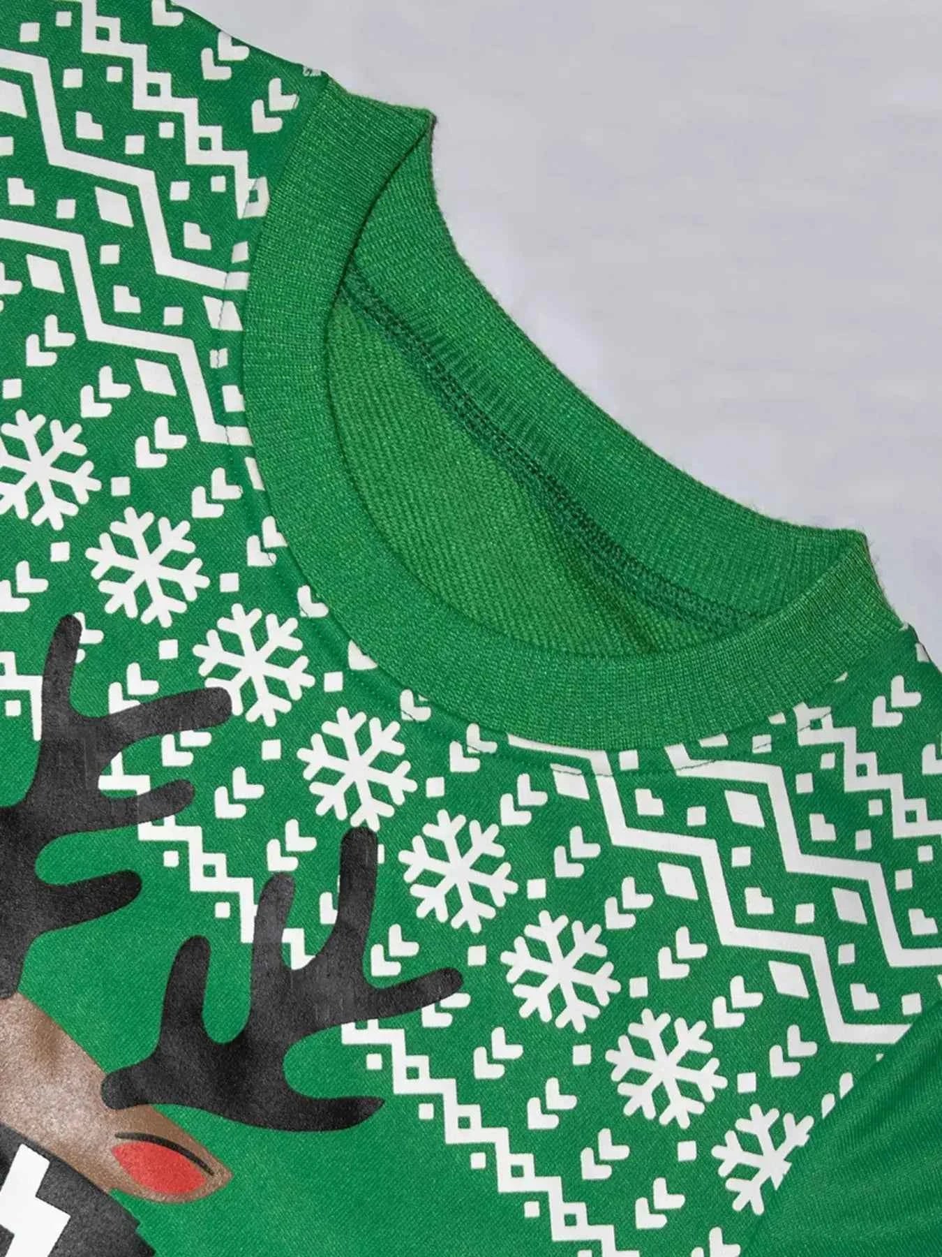 Children's Christmas Reindeer Graphic Crew Neck Sweatshirt