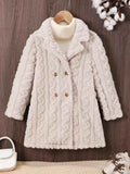 Children's Cozy Textured Double-Breasted Outerwear