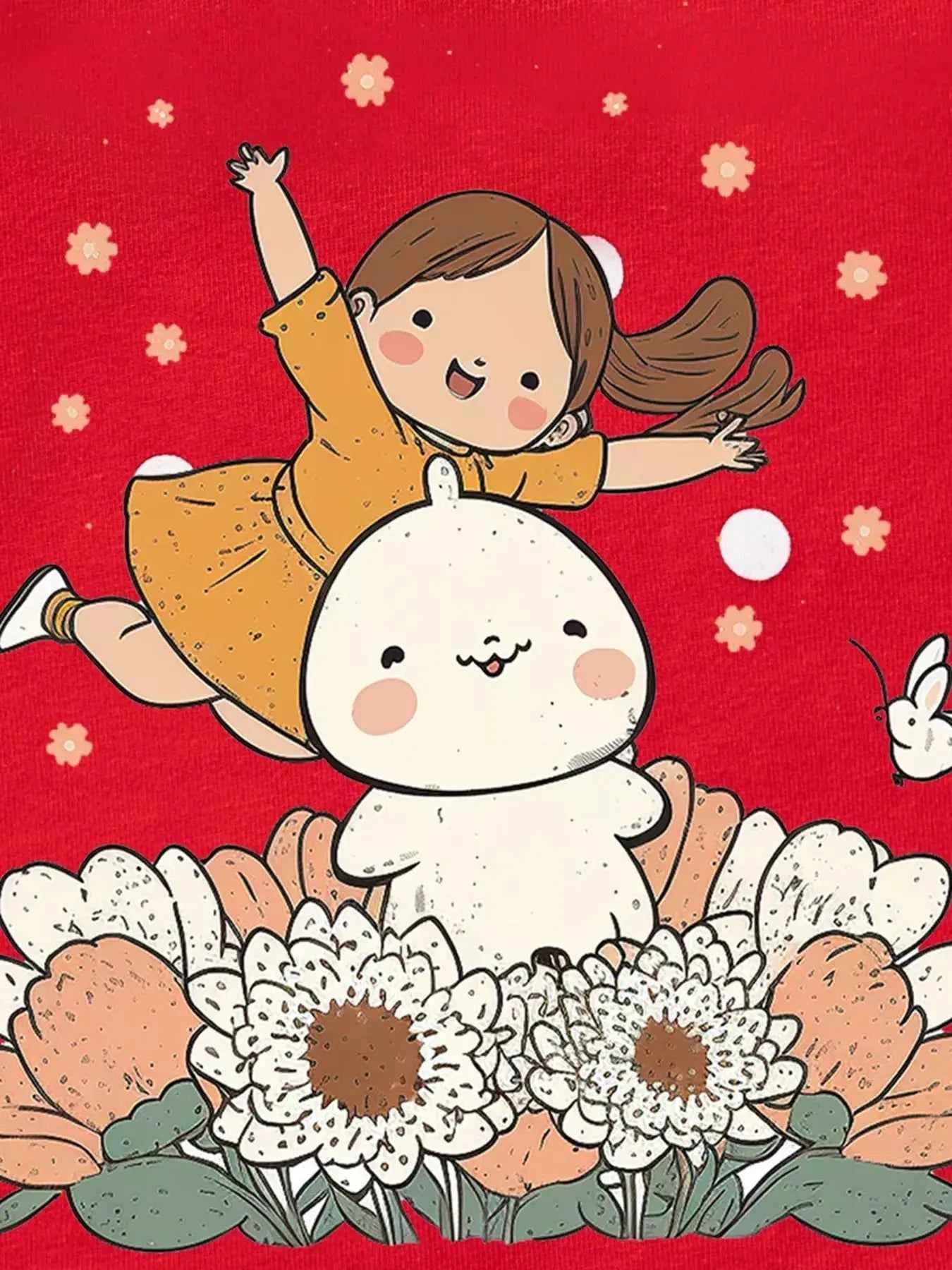 Children's Polka Dot Cartoon Graphic Crew Neck Sweatshirt