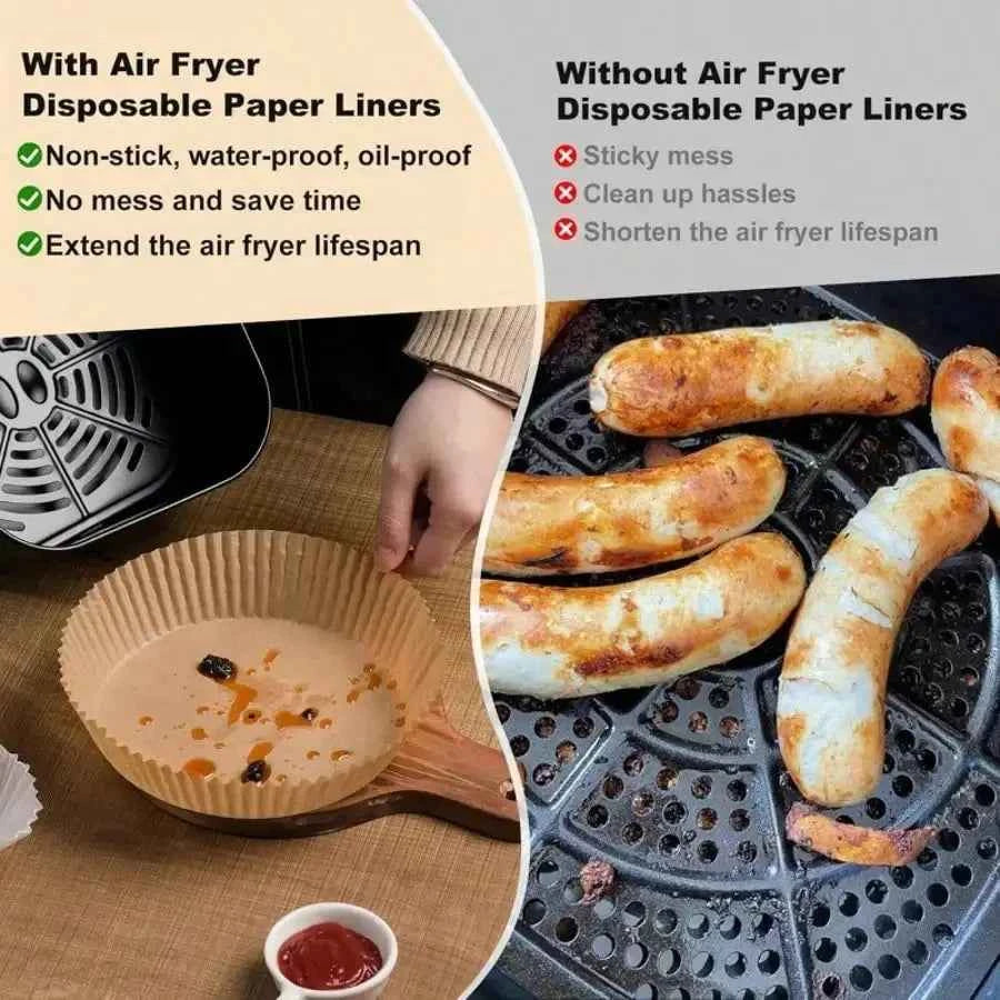 50/100Pcs Air Fryer Disposable Paper Non-Stick Airfryer Baking Papers Round Air-Fryer Paper Liners Paper Kitchen Accessories