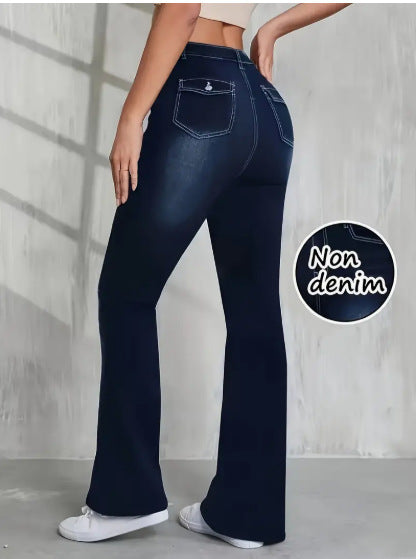 American-style Chic High-waisted Slim-fit Bootcut Jeans - Triple D lifestyle & beauty 2