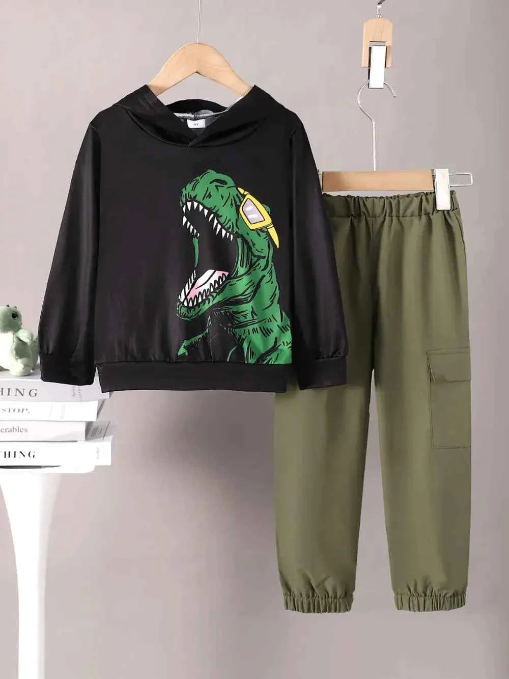 Children's Dinosaur Graphic Hoodie and Pants Set