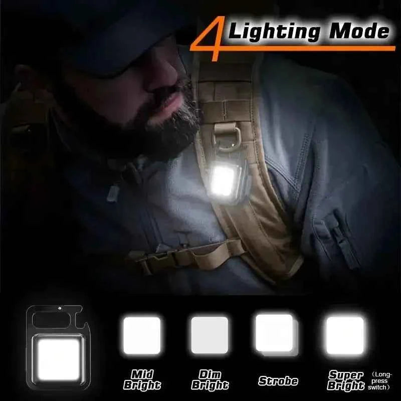 1/2PCS USB COB Keychain Work Light Flashlight Super Bright Emergency Light,Bottle Opener,With Magnetic Base For Outdoor Camping